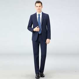 秋冬新款西服套装男士韩版修身格纹职业正装西装婚庆伴郎婚礼服男