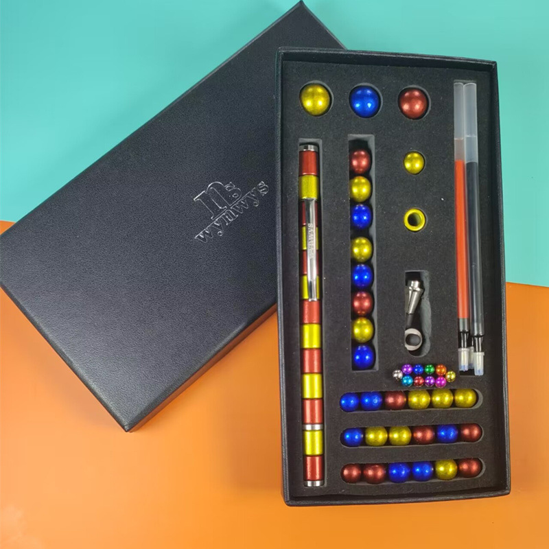 亚马逊跨境双色百变磁力笔吸铁悬浮中性笔强磁学生创意解压黑科技