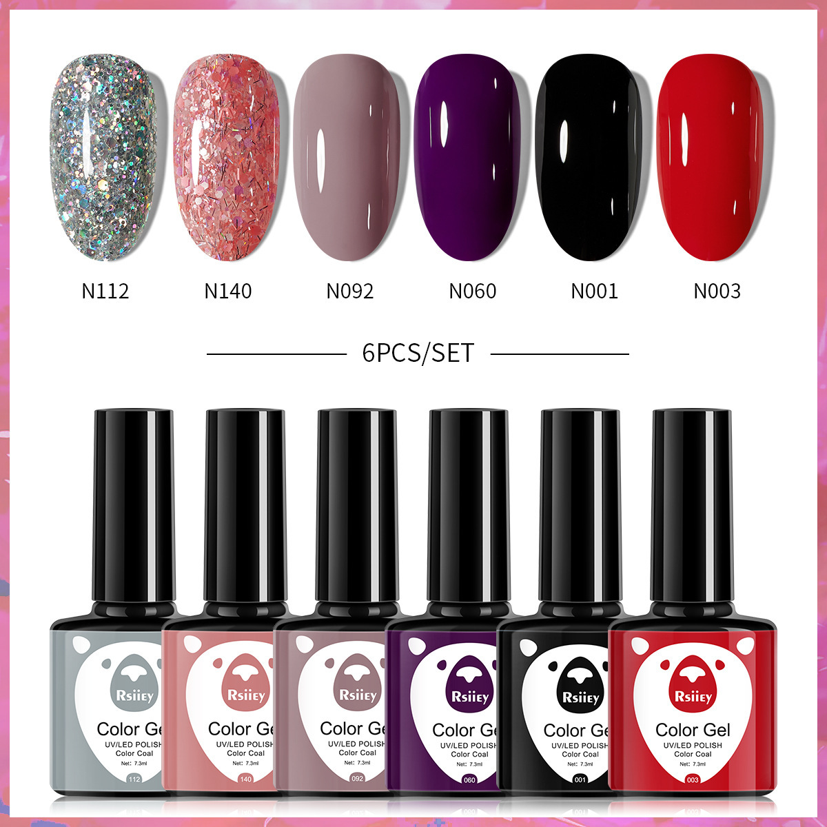 6-color nail polish glue suit popular color painted glossy cat eye UV phototherapy glue for nail salon