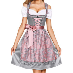 2025春夏欧米女装アマゾン爆品メイド服ビール服半袖ストラップワンピース女性スーツ