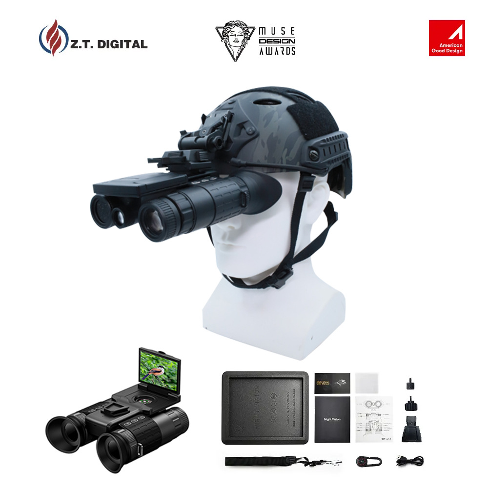 实力工厂头盔户外高清4K红外数码夜视仪头戴夜视仪望远镜含64G卡