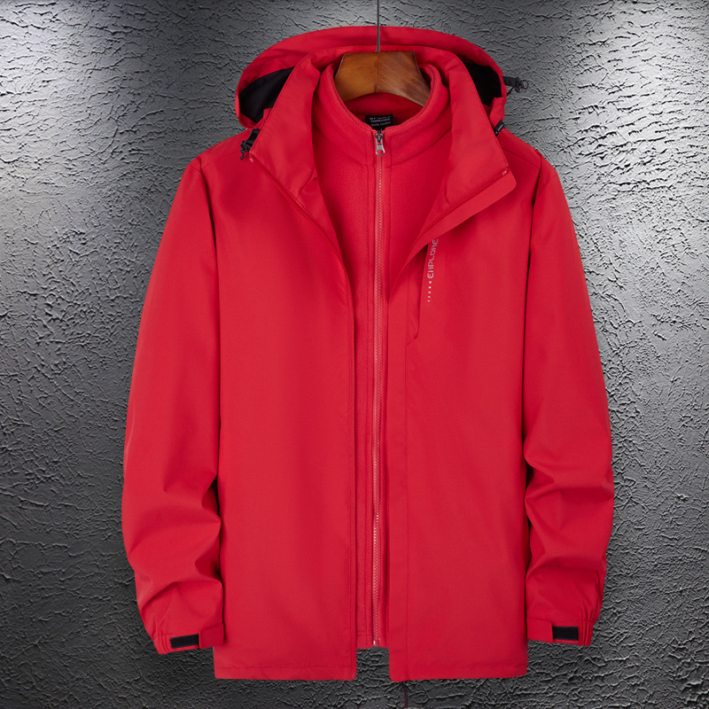 Lote de fábrica chaqueta de pareja al aire libre hombres y mujeres tres en uno traje de Montañismo de dos piezas desmontable traje de viaje de lana