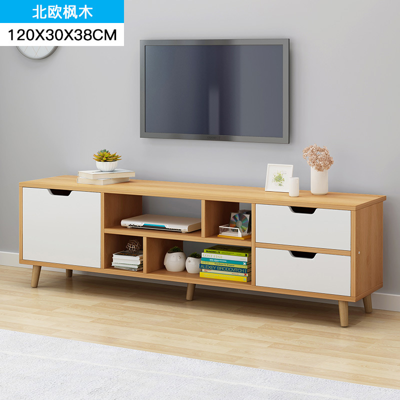 Nordic simple TV gabinete mesa de café dormitorio sala de estar pequeño apartamento pierna de madera maciza simple TV gabinete de piso mesa de gabinete