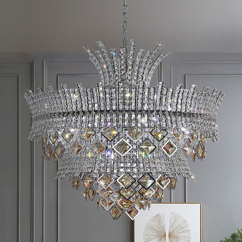 Villa Duplex Living Room Large Chandelier K9 Crystal Crown Luxury Designer Hotel Bedroom Dining Room Staircase Light