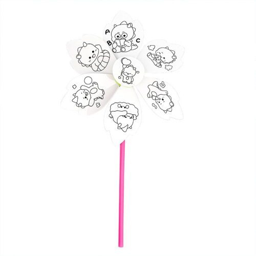 Cartoon painting graffiti windmill creative diy hand painting paper windmill kindergarten puzzle coloring small gift