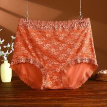 一件代发加肥加大女士内裤新中式国风高腰大码胖mm200斤蕾丝三角