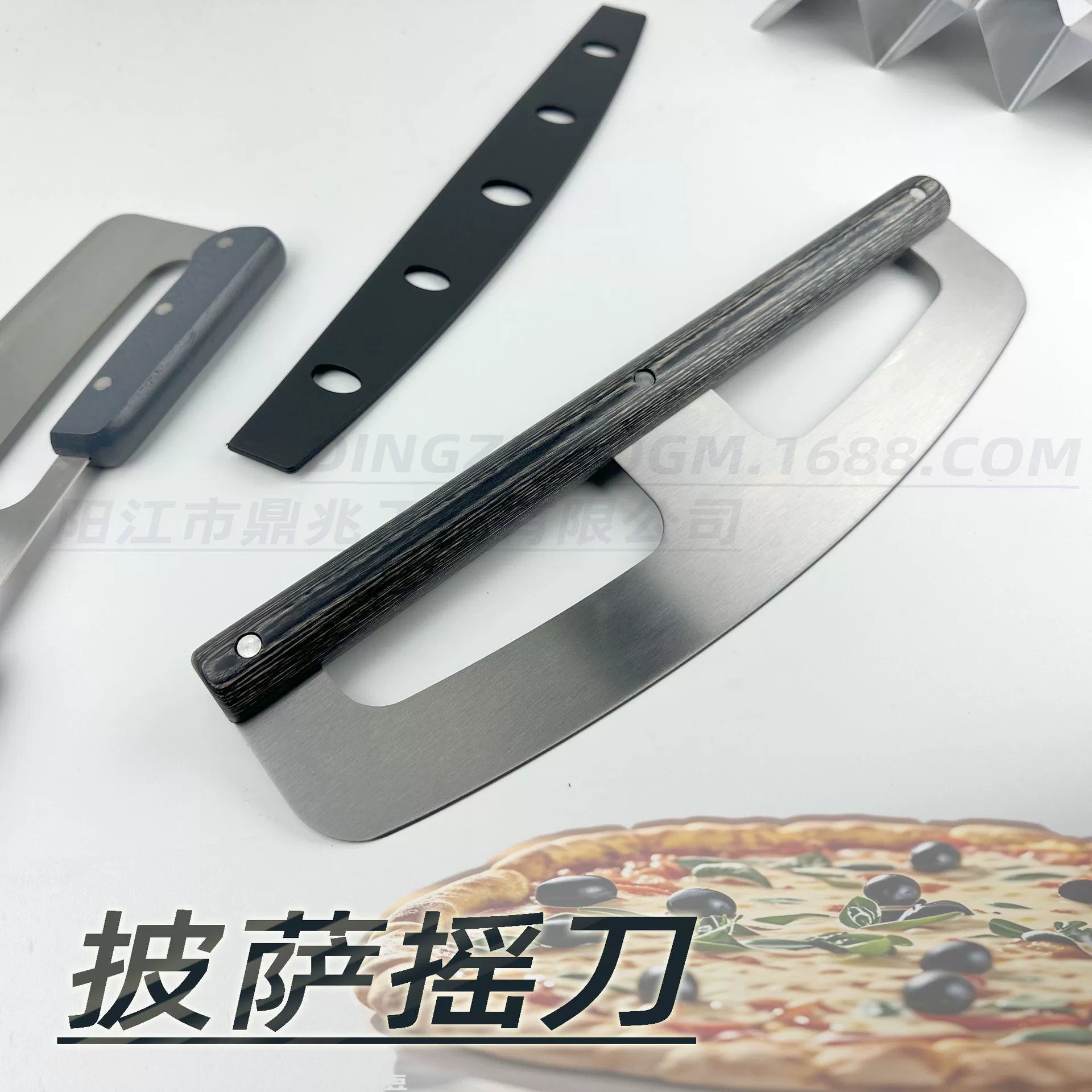 Новый пицца-рокер из нержавеющей стали с закаленным лезвием, цветная деревянная круглая ручка, нож для резки торта, трансграничный инструмент для выпечки, индивидуальный заказ