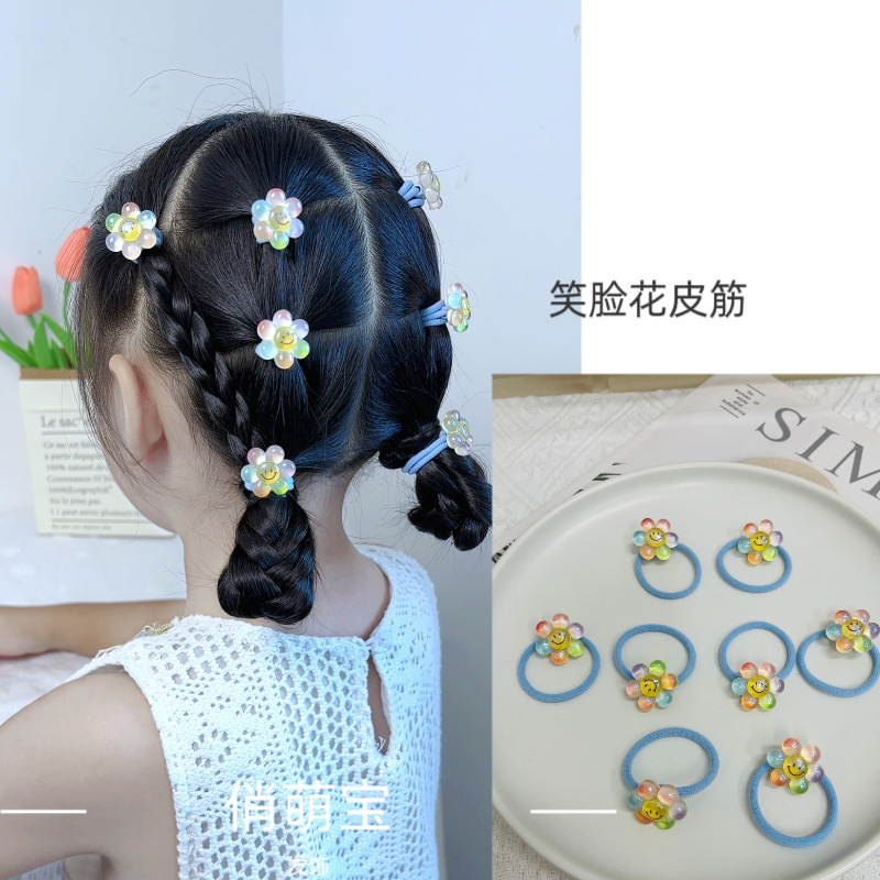 （俏萌宝）甜美秋季少女风韩版笑脸花亮晶草莓发饰橡皮筋宝宝头绳|undefined