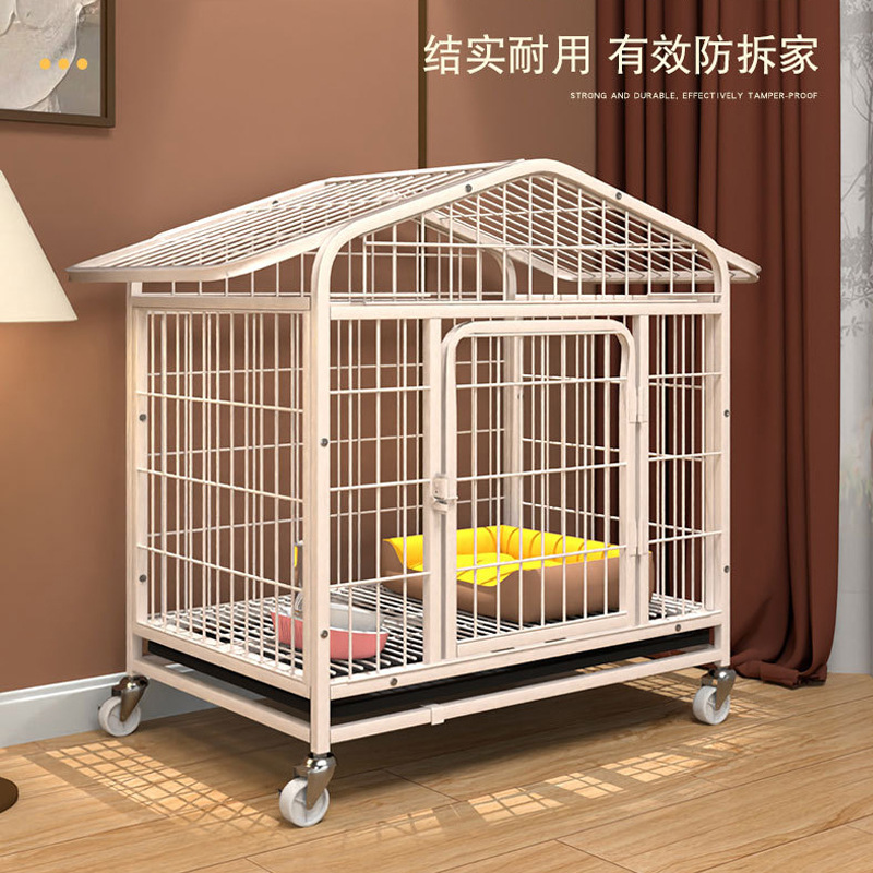 Jaula del perro pequeño techo interior con inodoro oso de peluche Corgi perro mediano jaula para mascotas hogar engrosada