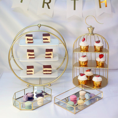 Decoración DE LA MESA de postre soporte de exhibición traje bandeja de pastelería comida fría té descanso Mesa pastel estante tarde té merienda stand image 12