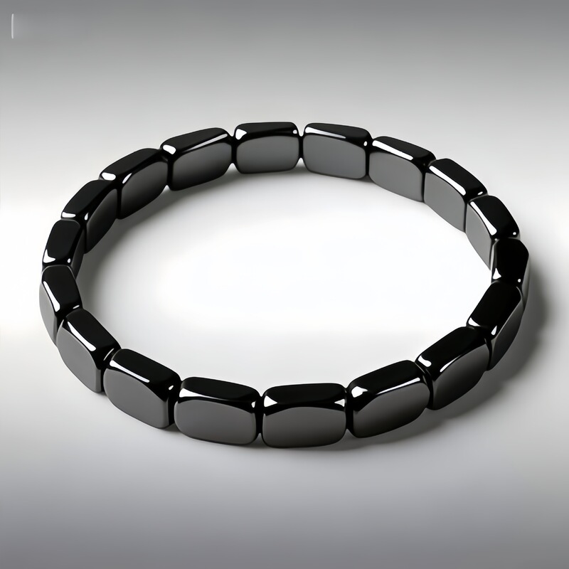 Cross-Border European and American Fashion Hot-Selling Hematite Black Gallstone Elastic Square Beaded Unisex Bracelet Jewelry Wholesale
