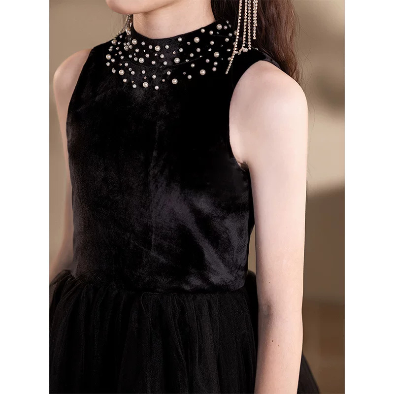 Dress, small princess costume, black velvet children's suit, Birthday gift, for teenagers 2