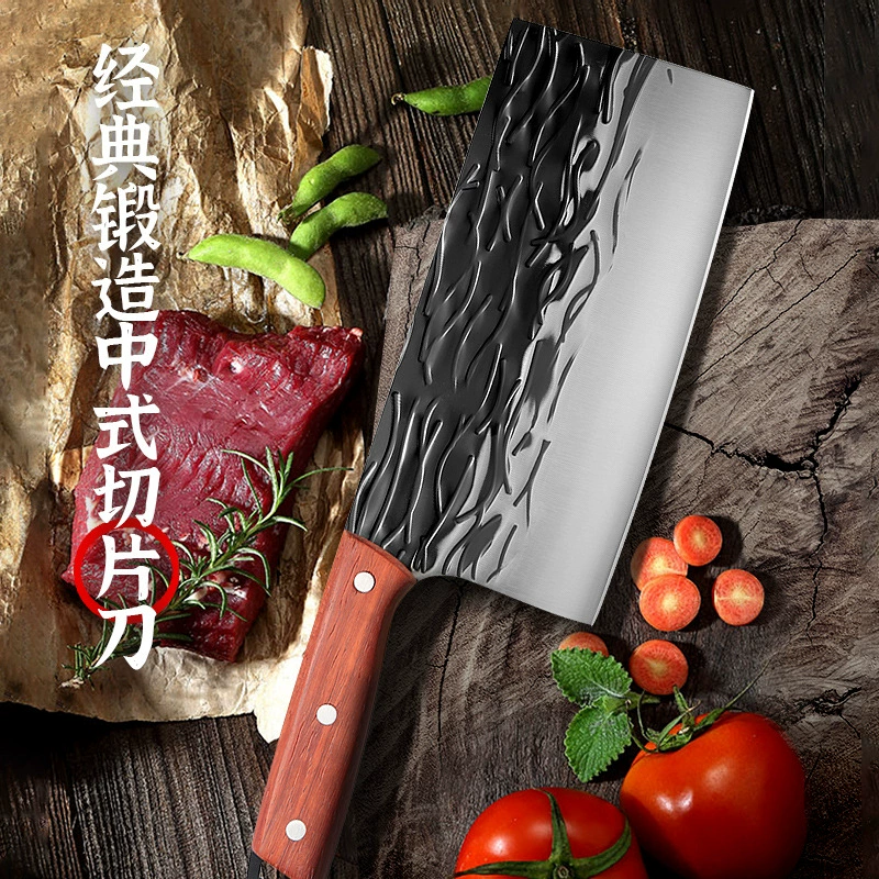 Ручная ковка разделочного ножа, кухонный нож с рисунком молотка для нарезки мяса, универсальный нож для кухни и отельного шефа