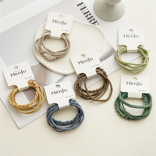 Summer New Elastic Daily Basic Durable Simple Knitted Hair Tie Hairband Set Hair Accessory