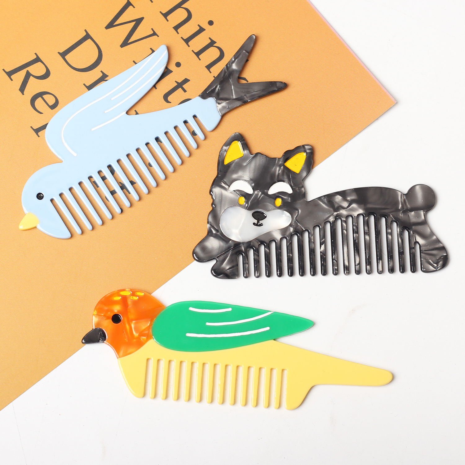 Nuevo peine de pelo de animal de dibujos animados de nicho lindo peine de ácido acético de tulipán de frutas y verduras peine portátil de alta calidad
