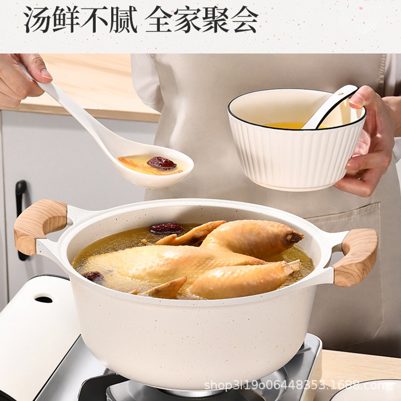 Maifan olla de sopa de piedra olla antiadherente Cocina de Inducción de gas estofado de cocina doméstica olla de doble oreja olla de sopa especial olla de estofado