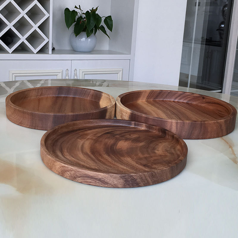 Zhenbaomupin extra grueso disco de madera maciza bandeja de madera creativa estilo occidental placa de madera en stock al por mayor gran cantidad descuento