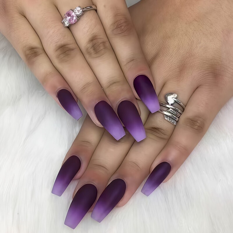 Solid color long ballet series wearable nails, finished fake nails, nail art patches, nail stickers, waterproof and removable, for foreign trade Solid color long ballet series wearable nails, finished fake nails, nail art patches, nail stickers, waterproof and removable, for foreign trade