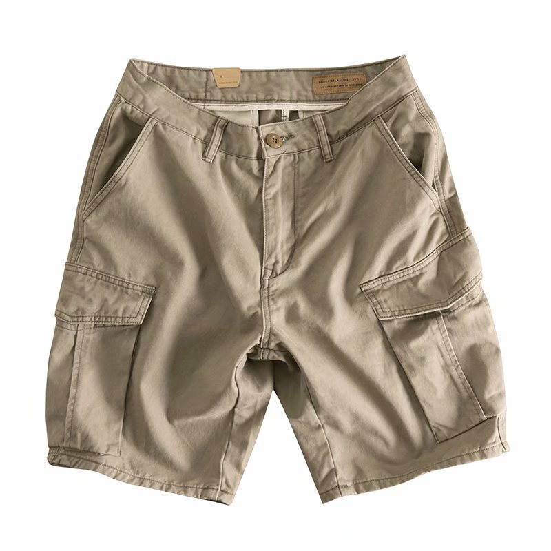 Army Green Workwear Shorts Men's Summer Japanese Style Retro Trendy Brand Fashion Mid-length Pants Loose Straight Casual Half-length Pants