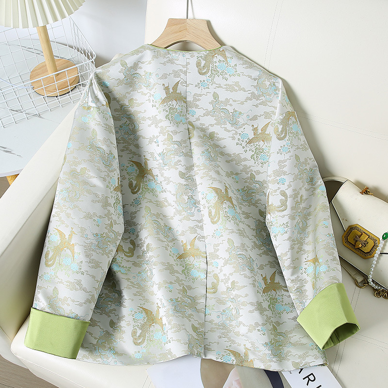 新中式女装国风斜襟单粒扣开衫印花短款外套2025春秋禅意茶服百搭|undefined