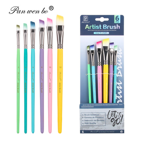 Cross-border macaron color series 6 brush set art diy painting water chalk acrylic paint oil painting brush