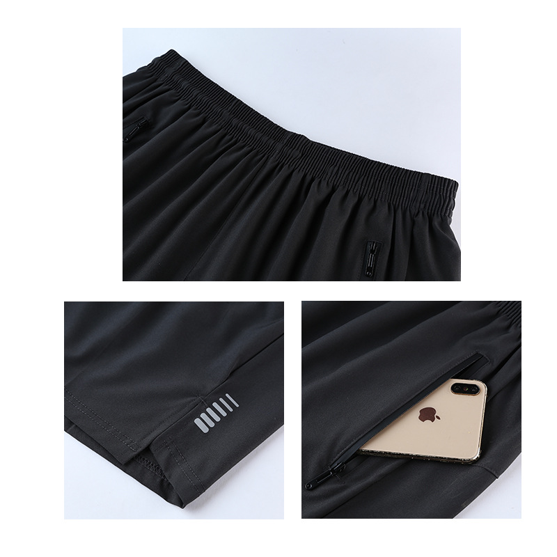 Pantalones cortos deportivos de secado rápido casuales para hombres de verano pantalones cortos elásticos de seda de hielo sueltos rectos en stock imprimible LG