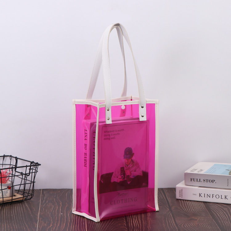 礼品袋单肩镭射包炫彩果冻pvc手提袋定 做logo透明女包彩虹手拎袋