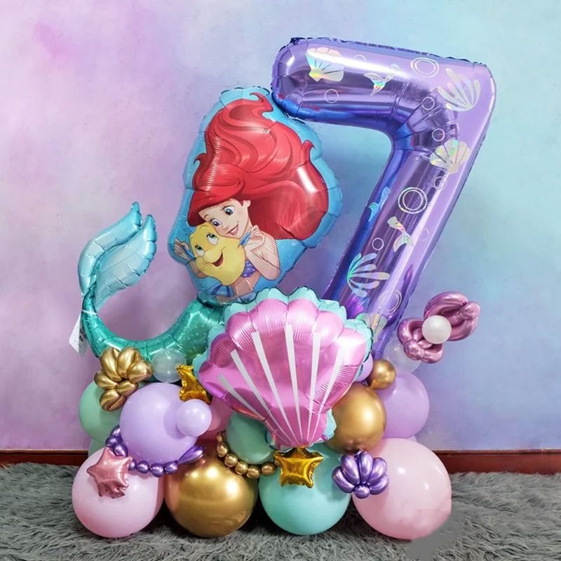 26Pcs/Set  Theme Princess Little Mermaid Ariel Foil Balloons