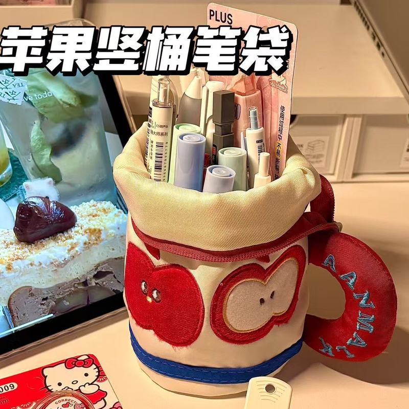 Xiaohongshuと同じかわいい円筒形ペンバッグ、クリエイティブで見栄えの良い学生向けの大容量文具ペンホルダー収納バッグ|undefined