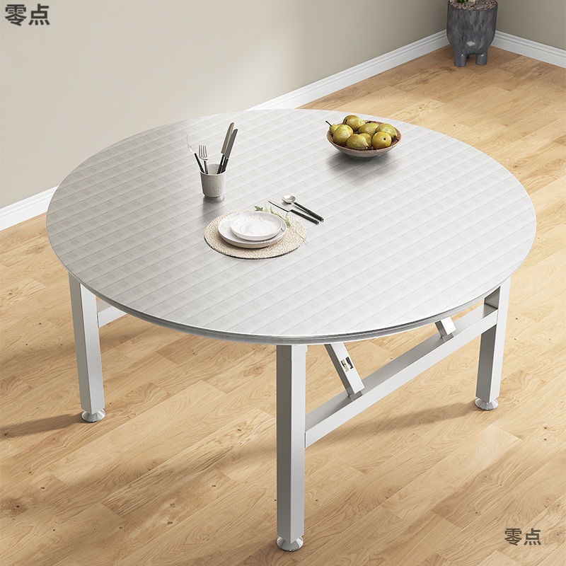 Mesa de acero inoxidable gruesa mesa redonda doméstica plegable para la cena de la noche gran tabla de barbacoa gran mesa redonda gruesa mesa de comedor