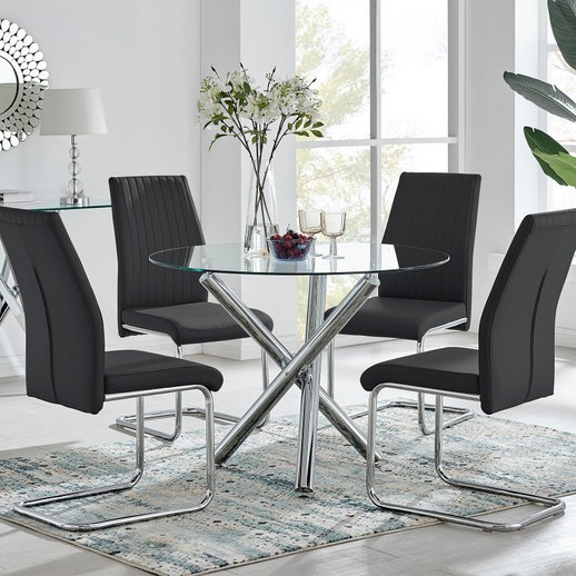 mesa de comedor de vidrio mesa de comedor lujosa mesa de alta calidad mesa de vidrio templado transparente mesa de mesa simple de metal