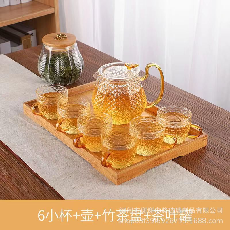 1 냄비 6 컵 + 대나무 접시 + 찻주전자
