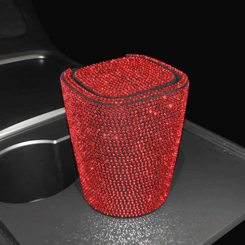 Diamante-incrustado coche Cenicero creativo cubierto salida de aire colgante coche con tapa LED luz coche Cenicero