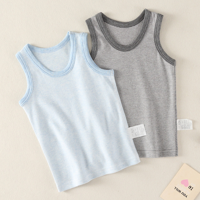El otoño y el Invierno de Los Niños chaleco sin hueso algodón rayas bebé Japonés que basa la camisa ropa interior los niños y niñas Pijamas