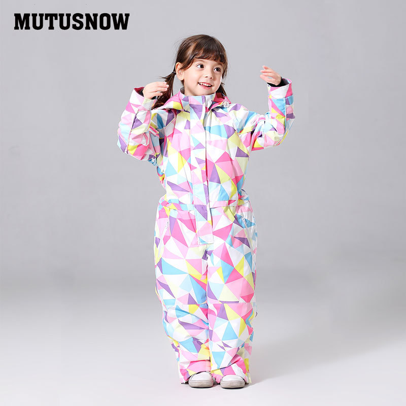 @MutuSnow Children's Ski Suit Set Girls' Onesie Winter Waterproof Windproof Warm Fleece Lined Dropshipping