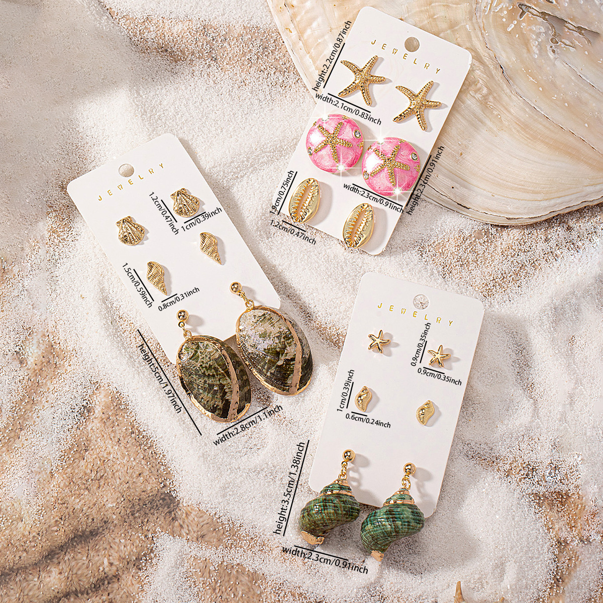 30g Weight Steel needle Ear Needle Material Drop Earrings, Ear Studs Classification 1 Set Elegant Vintage Style Beach Starfish Conch Alloy Drop Earrings Ear Studs
