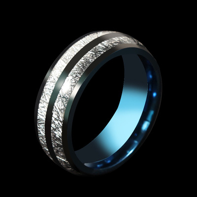 跨境电商货源亚马逊冰丝箔片男士钨钢8MM戒指  标准美码钨金饰品