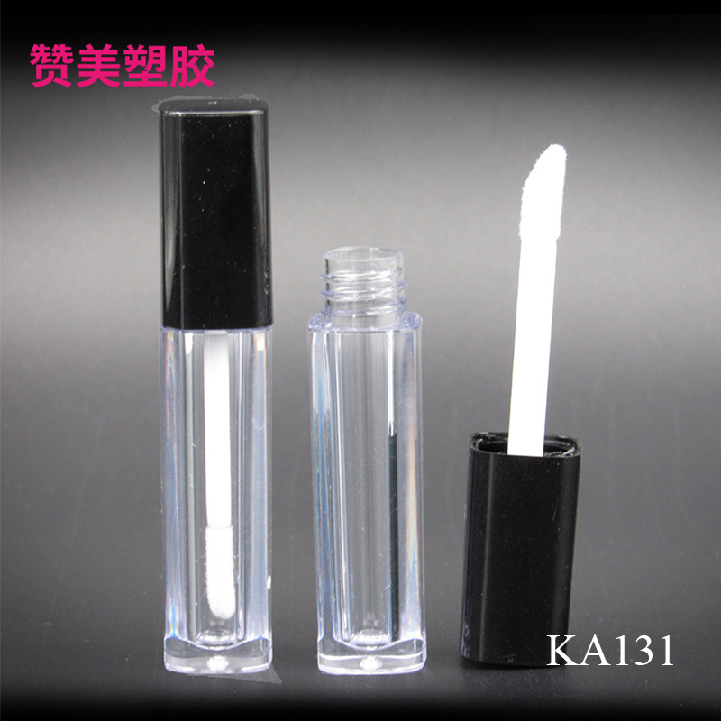 方形塑料透明唇彩瓶子黑色晕染刷盖KA131彩妆唇釉管空管