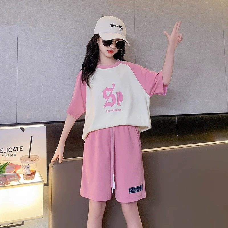 Summer sports suit, T-shirt with letters, trousers, set, 2023 collection, for teenagers