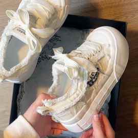 赵露思同款奶呼呼云朵鞋女2025秋季厚底圆头设计帆布休闲板鞋