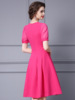Handmade nail drill bubble sleeve high waisted large swing skirt