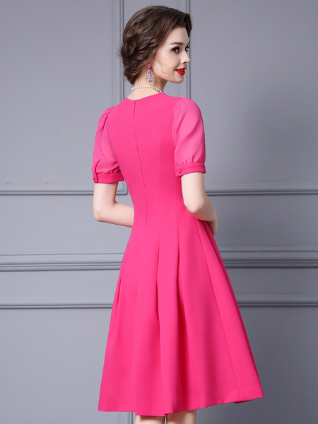 Handmade nail drill bubble sleeve high waisted large swing skirt
