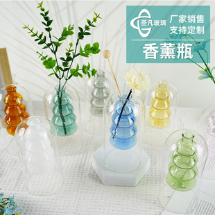 Double-layer Colored Glass Aromatherapy Bottle Modern Simple Home Decoration Ornaments Flower-arranging Dried Vase Glass Vase