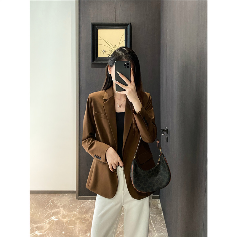 4K+ on the Counter Xiaohuo Women's Elegant Commuter Wool Suit Jacket Casual Waist Professional Slim Suit Women's Autumn