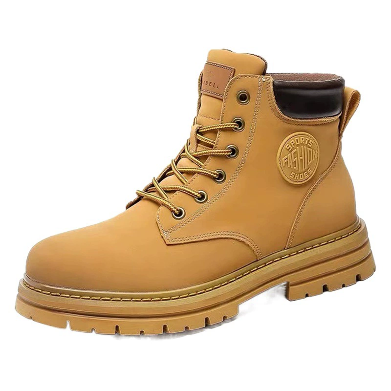 Толстоподошвенные желтые ботинки, новые осенне-зимние рабочие ботинки больших размеров, модные мужские уличные ботинки, ретро-мужские ботинки Мартин на толстой подошве