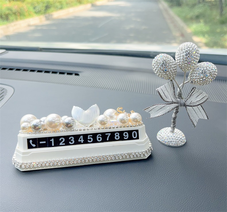 Car personalized creative goddess style temporary parking number plate, car phone number card, digital plate for car interior decoration