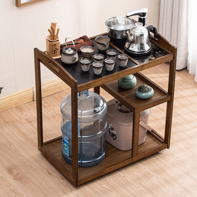 Carcasa de té móvil, mesa de té, sala de estar para el hogar, gabinete de té, juego de bandeja de té integrado de agua multifuncional, juego de té simple