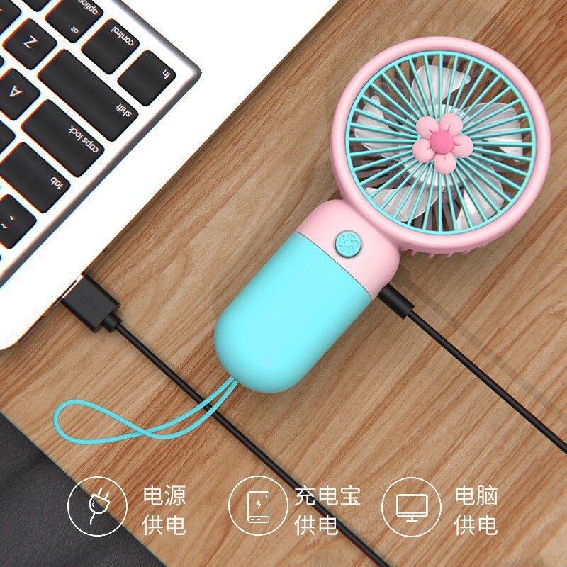夏の新型ミニ手持ち小型ファンUSB充電女子静音携帯電話スタンドデスクトップファン|undefined