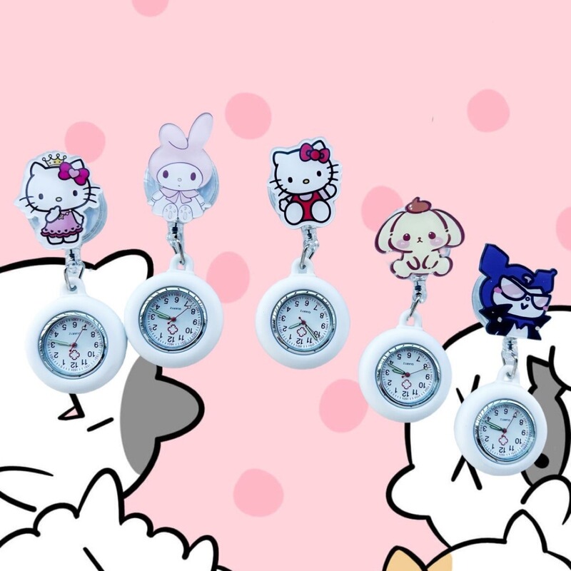 Cartoon Stretchable Nurse Hanging Watch Cute Girl Chest Watch Clip Student Exam Pocket Watch Luminous Watch Wholesale