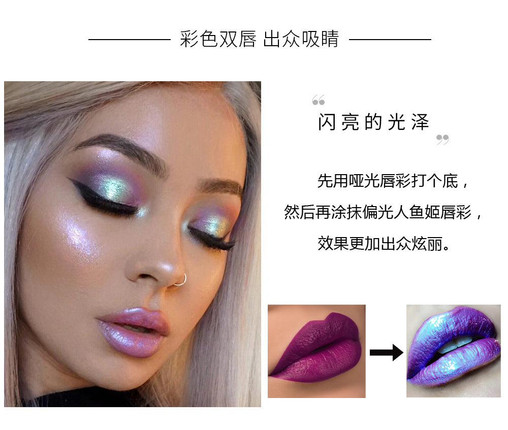 Cross-border Pearlescent Lip Gloss Mermaid HANDAIYAN Long-lasting Moisturizing, Dazzling Bright and Polarized Lip gloss Lip Gloss undefined